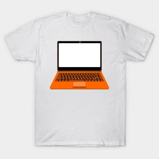 realistic laptop vector illustration in black and orange color T-Shirt